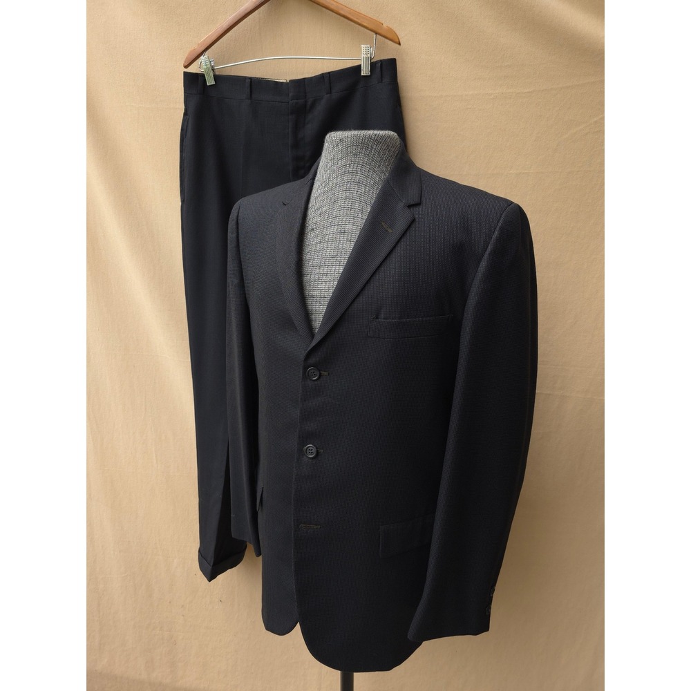 Vintage 1960s Fahey-Brockman Black Wool Gabardine Suit 2 Piece Pants Set